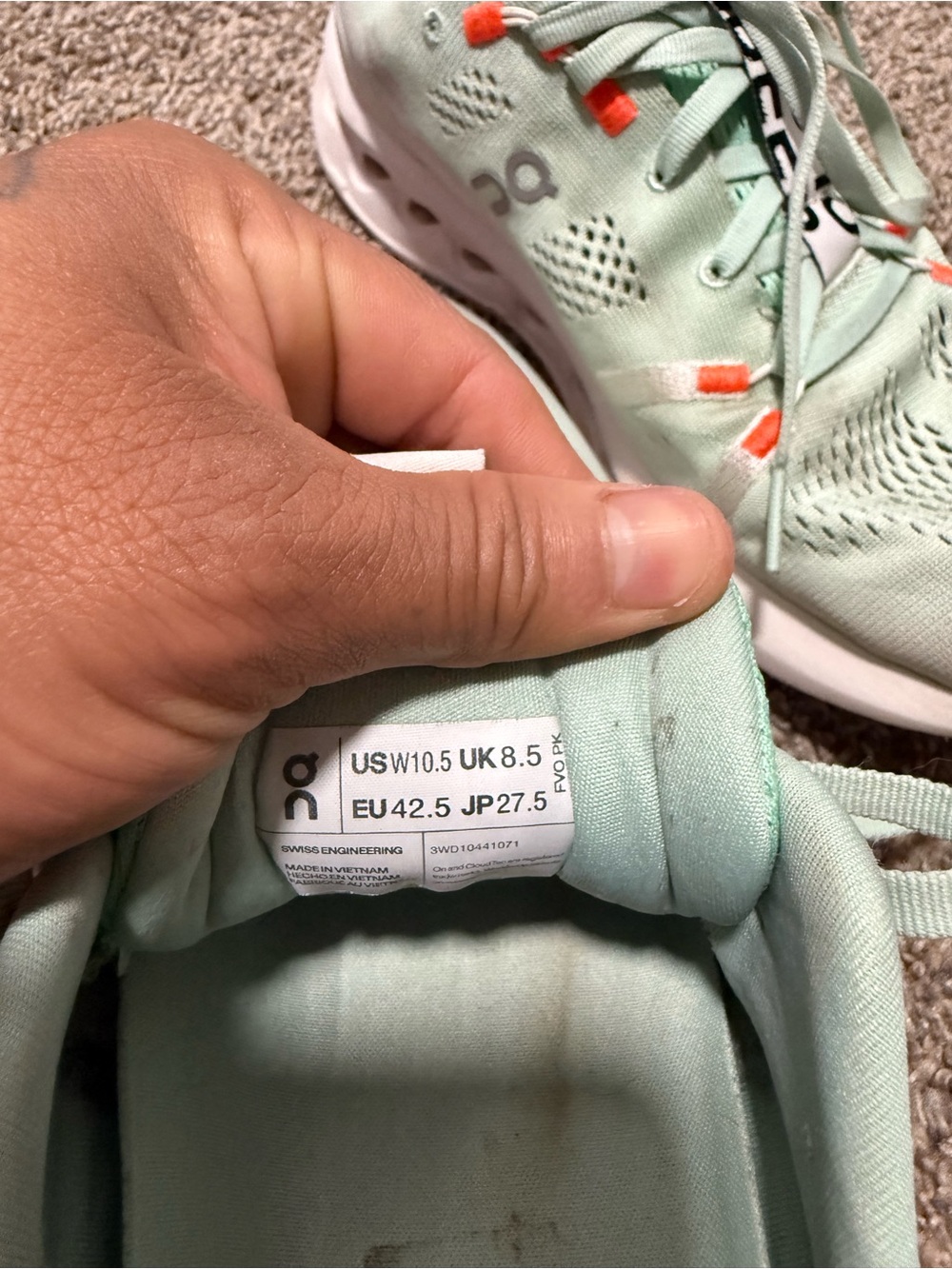 On Running Women’s Mint and Orange Cloudtec Trainer - Picture 8 of 8